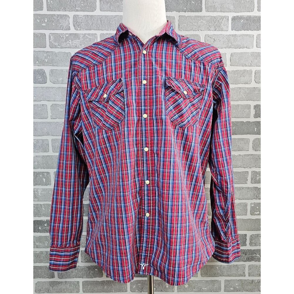 Wrangler 20X Shirt Men's XL‎ Multicolor Plaid Pearl Snap Cowboy Western Rodeo